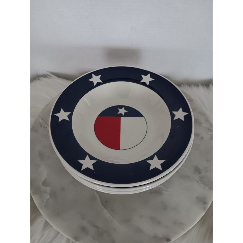 Totally Today Texas Flag Lone Star Red White Blue Soup Bowl Set of Four
